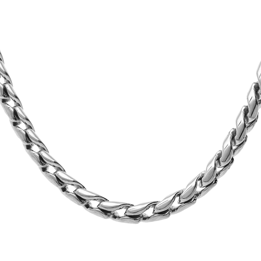 Collier en acier maille aspect torsade - 51+5cm - Vue 1