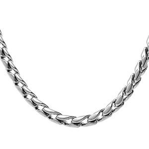 Collier en acier maille aspect torsade - 51+5cm