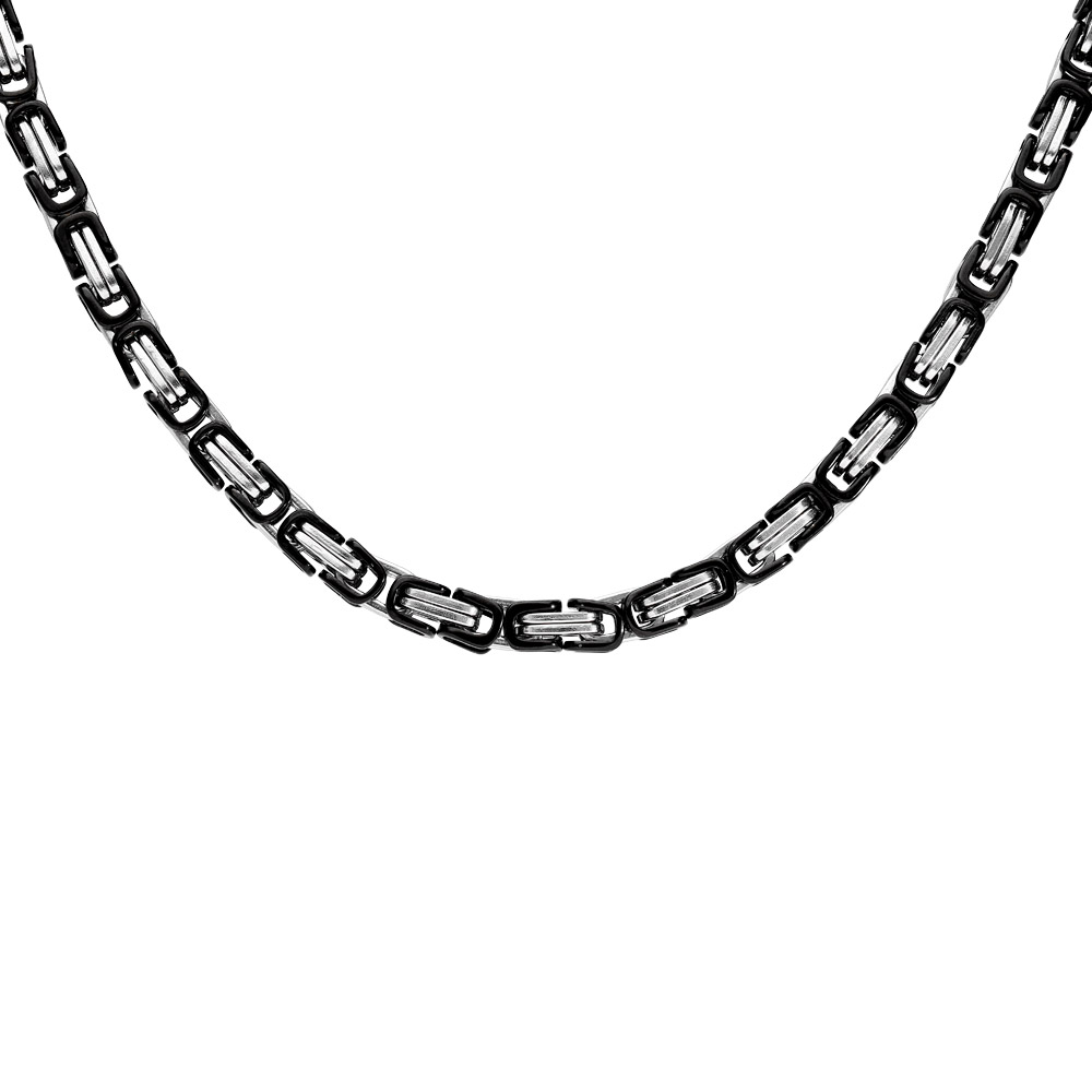 Collier en acier maille fantaisie avec PVD noir 55cm - Vue 1