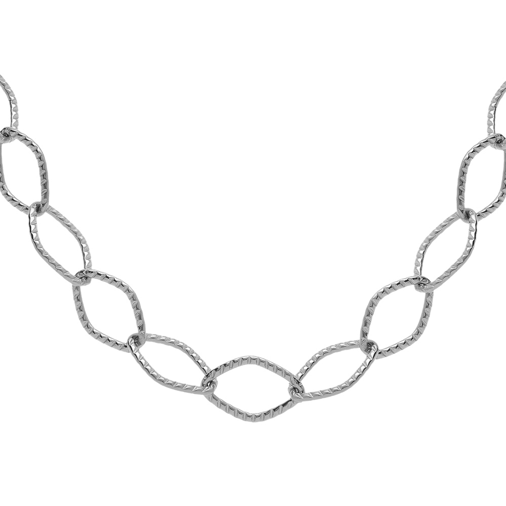 Collier en acier maille losange cisel�e - 45cm - Vue 1