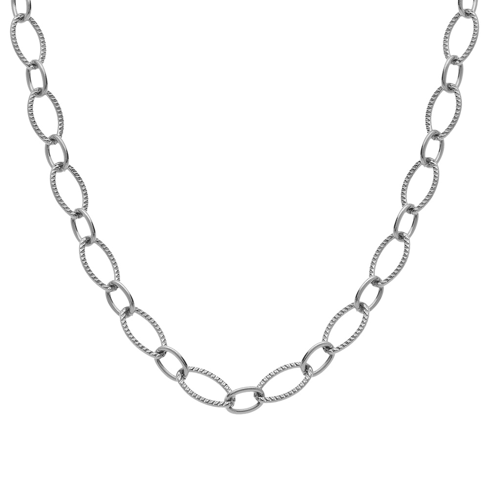 Collier en acier maille maille ovale altern�e cisel�e - 45cm - Vue 1