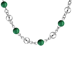 Collier en acier marseillais avec boules Agate verte 40+5cm - Vue 1