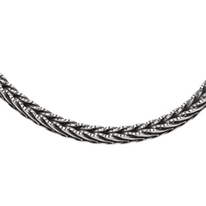 Collier en acier patiné maille épi - 55.5cm - Vue 1