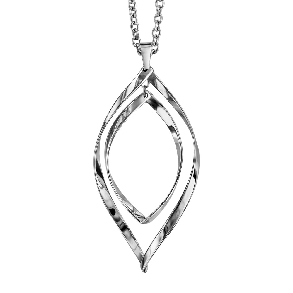 Collier en acier pendentif double gouttes �vid�es 40cm + 5cm - Vue 1