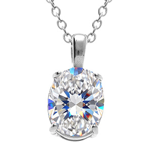Collier en acier pendentif d'oxyde blanc serti 0.81cm x 0.99cm  - 38+5cm