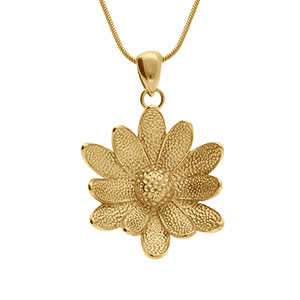 Collier en acier pendentif fleur diam�tre 20mmm - 40+5cm