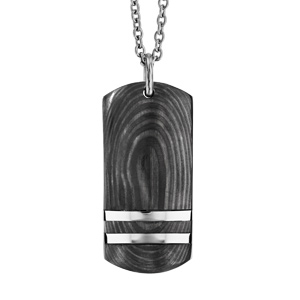 Collier en acier pendentif rectangulaire carbone 50+5cm - Vue 1