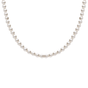 Collier en acier perles blanches imitation - 40.5+5.5cm - Vue 1