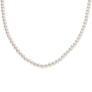 Collier en acier perles blanches imitation - 45.5+5.0cm - Vue 1
