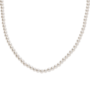 Collier en acier perles blanches imitation - 50+5.0cm - Vue 1