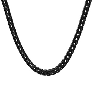 Collier en acier PVD noir mat maille franco carre 5x5 longueur 55cm - Vue 1