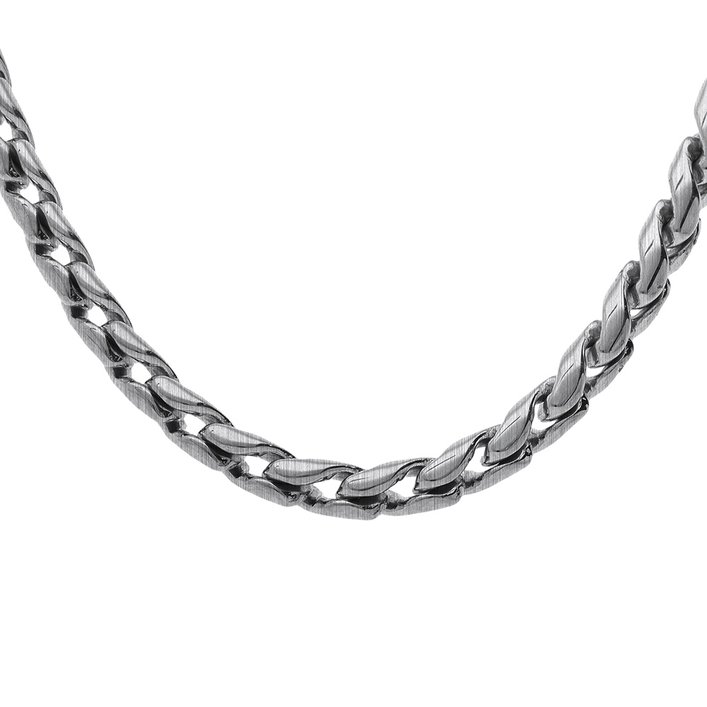 Collier en acier satin� maille aspect torsade - 51+5cm - Vue 1