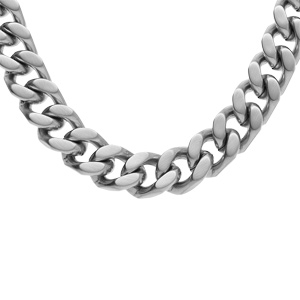 Collier en acier satiné maille gourmette 10mm - 55cm - Vue 1