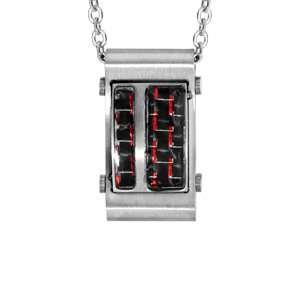 Collier en acier satiné reflet rouge réglable 50+5cm - Vue 1