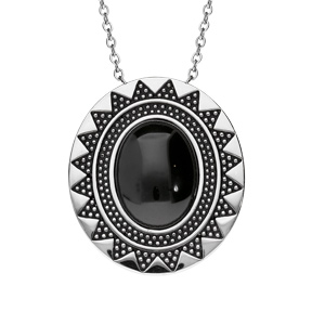 Collier en acier sautoir avec Pendentif en cramique noire 80cm - Vue 1