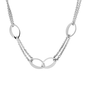 Collier en acier sautoir double chane avec anneaux ovales 77cm - Vue 1