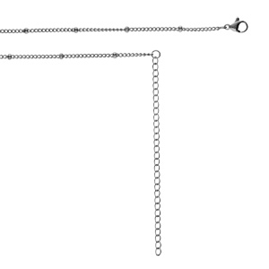 Collier en acier sautoir ou chaîne de ventre avec boules - 65.5+20.5cm - Vue 1