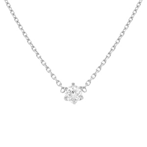 Collier en acier solitaire solitaire 4mm oxyde blanc serti - Vue 1