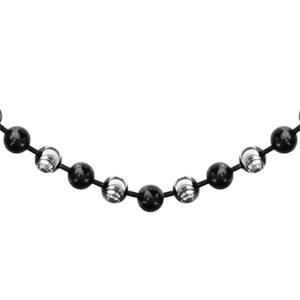 Collier en argent alternance de boules grises et noires - longueur 42cm - Vue 1