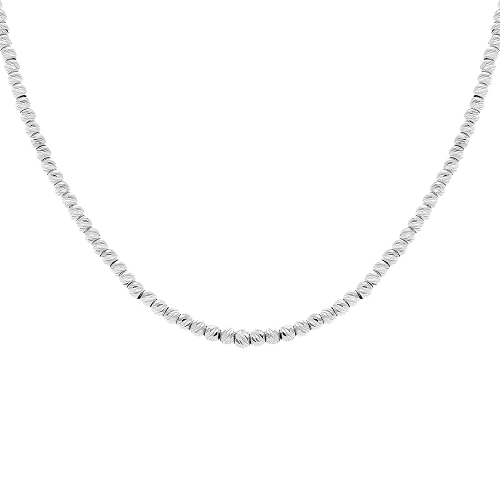 Collier en argent boules diamant�es - 38+5cm - Vue 1