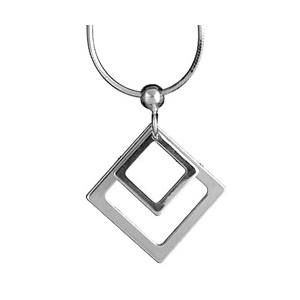 Collier en argent chaîne avec pendentif carrés évidés petit et grand - 40cm - Vue 1