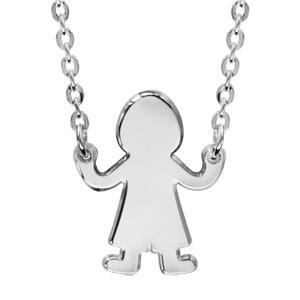 Collier en argent chaîne avec pendentif petit garçon - longueur 40cm + 4cm de rallonge - Vue 1