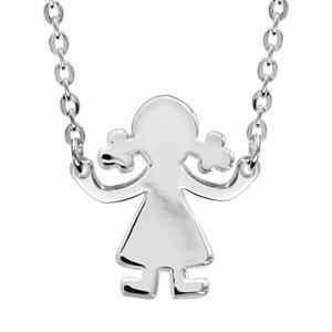 Collier en argent chane avec pendentif petite fille - longueur 40cm + 4cm de rallonge - Vue 1