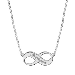 Collier en argent chane avec pendentif symbole infini  graver - longueur 42cm + 3cm de rallonge - Vue 1