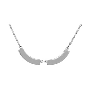 Collier en argent chane avec pendentifs 2 plaques prnom  graver en demi lune - Vue 1