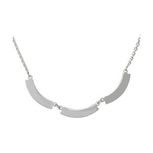 Collier en argent chane avec pendentifs 3 plaques prnom  graver en demi lune - Vue 1