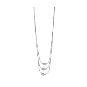 Collier en argent chaîne triple et 3 boules - longueur 42cm - Vue 1
