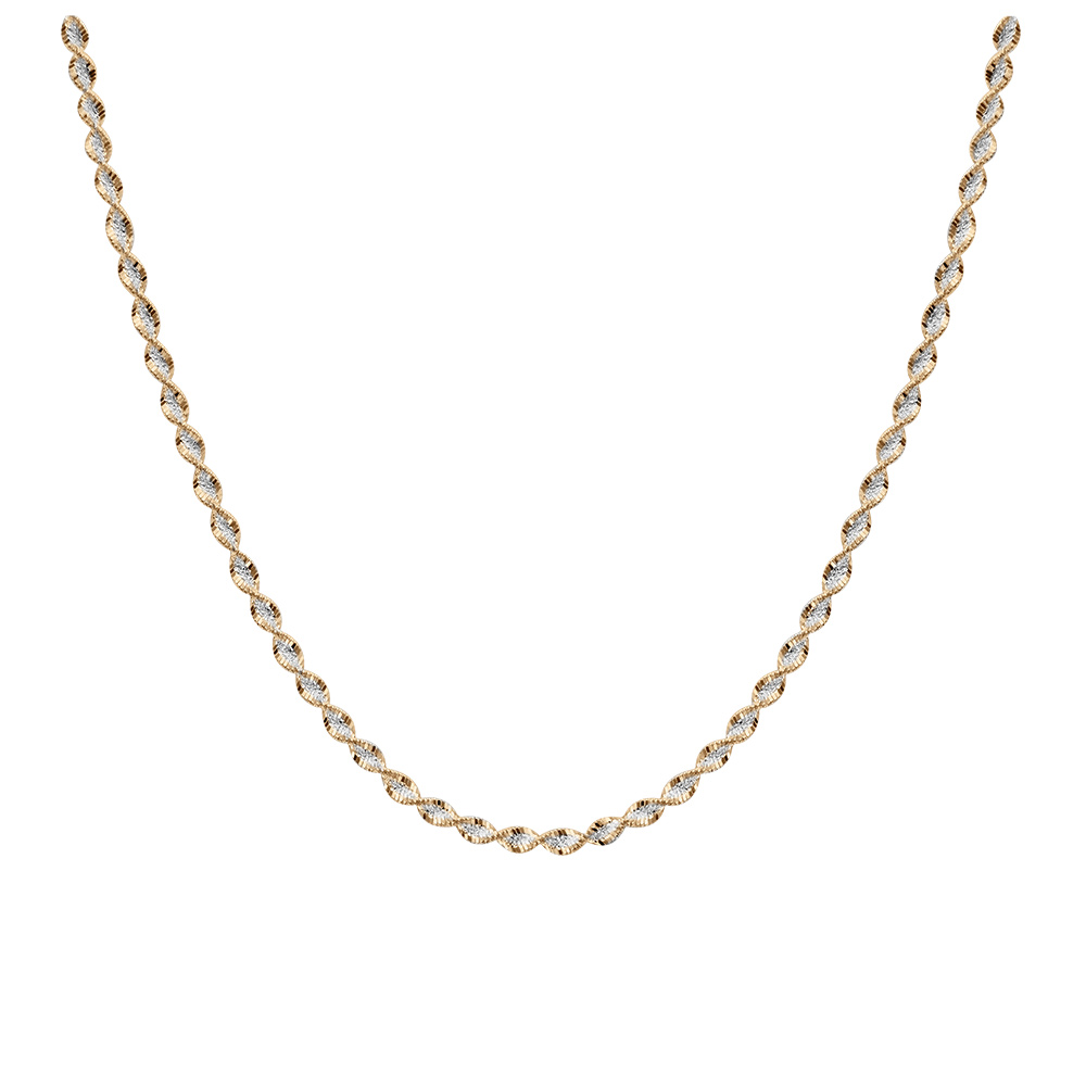 Collier en argent cha�ne vrille 4mm avec 2 bordures dorure jaune longueur 42cm - Vue 1