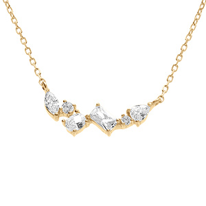 Collier en argent dor� avec oxydes blancs sertis - 40+3cm