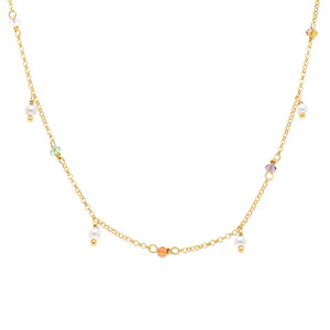 Collier en argent doré avec pampille multi couleurs - 40+5cm - Vue 1