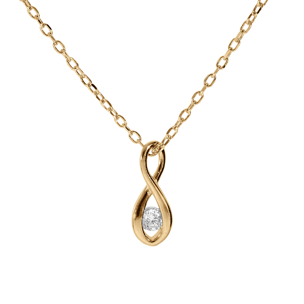 Collier en argent dor� avecpendentif infini et oxyde blanc 40+4cm - Vue 1