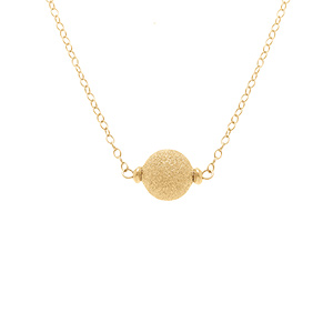Collier en argent doré boule givrée - 38+5cm - Vue 1