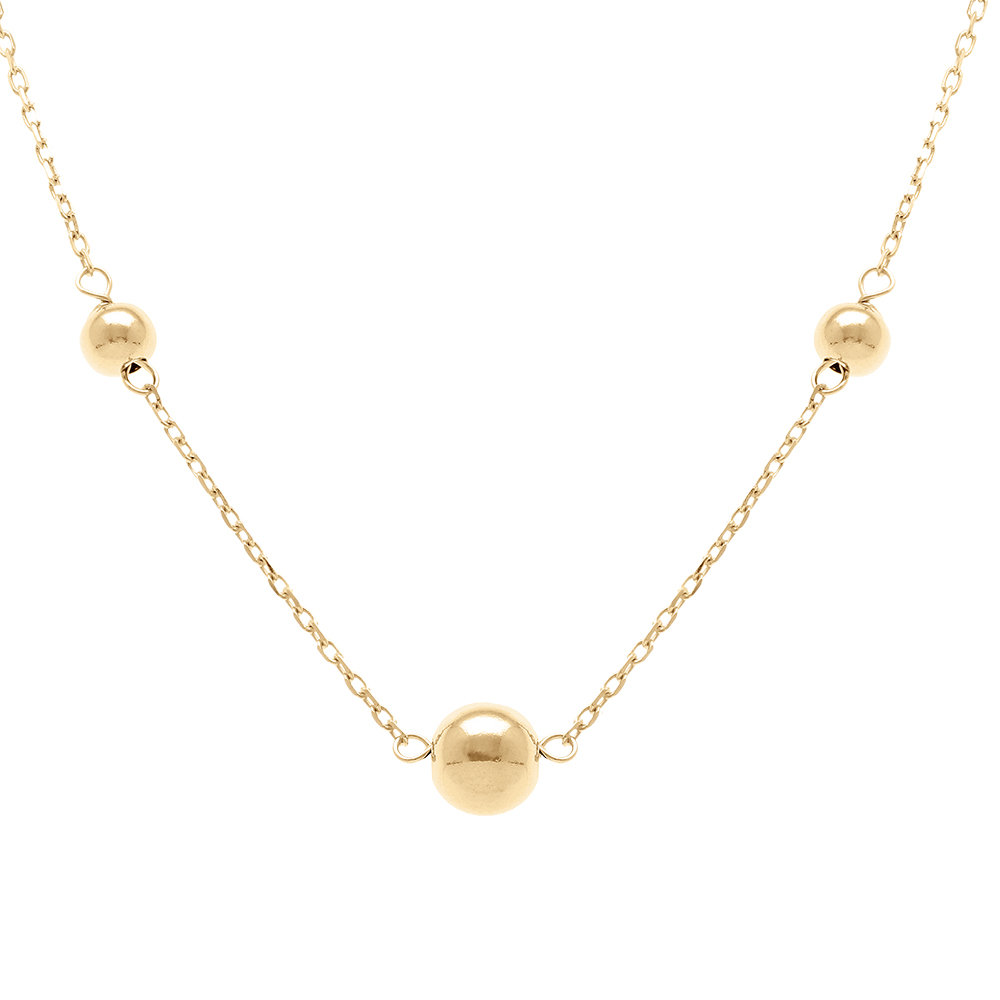 Collier en argent dor� boules - 41+3cm - Vue 1