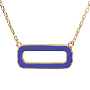 Collier en argent dor chane avec pendentif rectangulaire couleur bleue 42+3cm - Vue 1