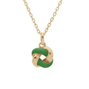 Collier en argent doré chaîne avec pendentif rosas et couleur verte 42+3cm - Vue 1