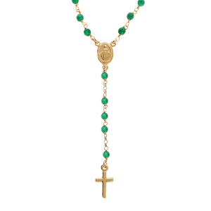 Collier en argent doré chapelet boules facetées agate vertes - 45+5cm - Vue 1