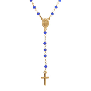 Collier en argent doré chapelet boules facetées agates bleues - 45+5cm - Vue 1