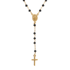 Collier en argent doré chapelet boules facetées spinelle noires - 45+5cm - Vue 1