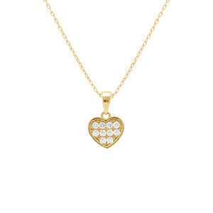 Collier en argent doré coeur empli d\'oxydes blancs - 38+5cm - Vue 1