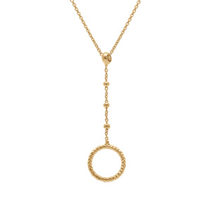 Collier en argent dor forme Y et cercle - 40+5cm - Vue 1