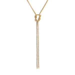 Collier en argent dor forme oxydes blancs sertis tennis avec noeud  - 38+5cm - Vue 1