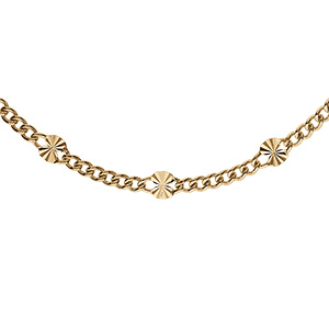 Collier en argent dor� maille gourmette pastilles diamant�es �toile - 42cm