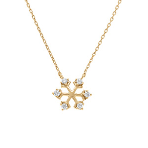 Collier en argent doré pendentif flocon de neige avec oxydes blancs - Vue 1