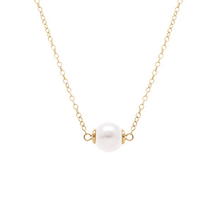Collier en argent doré perle blanche imitation 8mm - 40+5cm - Vue 1