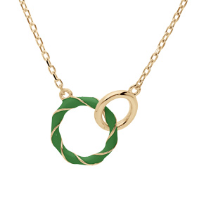 Collier en argent dorchane avec pendentif 2 anneaux vert et lisse 42+3cm - Vue 1