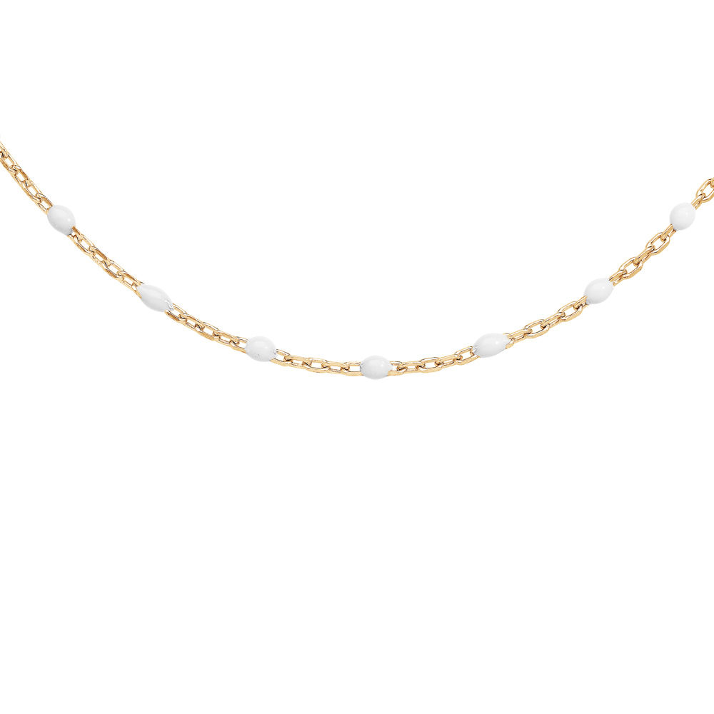 Collier en Argent et dorure jaune avec perles blanches 40+5cm - Vue 1